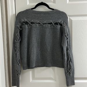 Gray Sweater with Back / Arm Cutouts